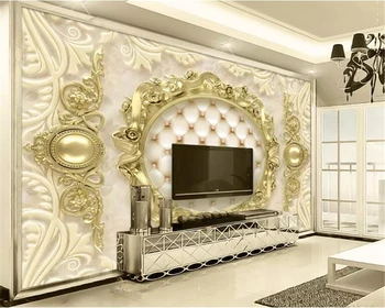Beibehang Vlastné foto tapety nástenná maľba 3d luxus zlata Európskeho vzor mäkké balík, TV joj, steny 3d tapety nokia java