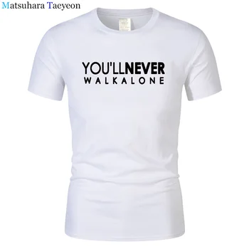 Never Walk Alone T-shirt Pre Fanúšikov Všetkých Majstrov 2019 Módne pánske Oblečenie Značky Mužskej O Krk Streetwear Tričko T173