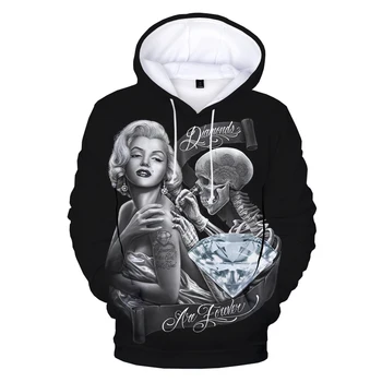 Marilyn Monroe 3D Tlač s Kapucňou Mikiny Unisex Streetwear Nadrozmerné Hoodies Muži Ženy Móda Bežné Hip Hop Pulóver