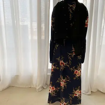 2020 Nový Moslimský Abaya Krásne Kvetinové Vytlačené Ženy Oblečenie Model Najnovšie Návrhy Abaya Dubaj Blízkom Východe Štýle Kimono