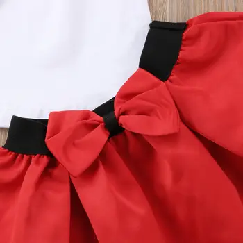 HORÚCE Predávajúci Deti Baby Girl Mimo Ramenný 3D Ruže Kvet Biela Blúzka Top+ Červená Sukne Oblečenie, Módne Oblečenie 2-7T