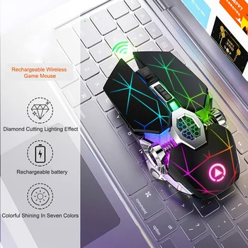 A7 Herná Myš Bezdrôtová Nabíjateľná Silent Mouse LED Podsvietený 2.4 G USB Optická 1600Dpi Ergonomická Myš Hernú Plochu Pre Notebook