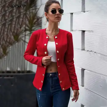 Ležérne Sako Ženy Dlhý Rukáv Jeseň Sako Vyhovuje Feminino Bežné Červená Štíhle Dámy Kabát Office Oblečenie, Streetwear Oblečenie 2020
