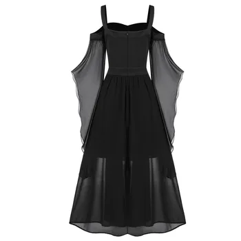 Womne Vintage Šaty Plus Veľkosť Studenej Ramenný Motýľ Rukáv Čipky Gotické Šaty Halloween Šaty Vestidos Vestidos 2021#XX