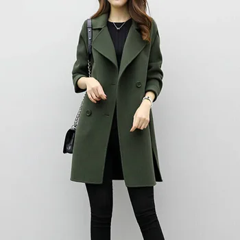Dámske jesenné a zimné polovice dlho kórejský veľké vlnené kabát voľné a tenké, vlnené kabát vlnené kabát jeseň oblečenie pre ženy