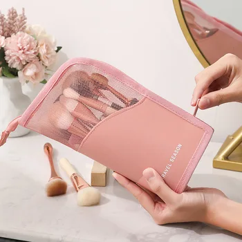 Ženy Prenosné Kozmetické Wash Bag Cestovné Nepremokavé Multifunkčné PU make-up Prípade Krásy Organizátor Toaletná Jednoduchý Make-Up Kit Box
