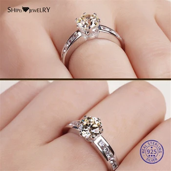 ShiPei 925 Sterling Silver Ring Jemné Šperky 2ct Vytvorené Moissanite Zapojenie snubný Prsteň Pre Ženy Výročie Darček