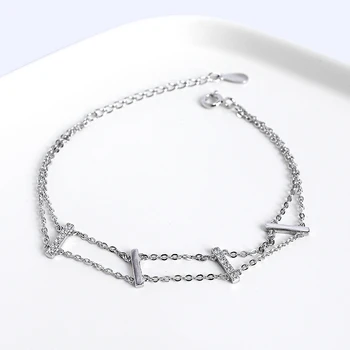 LISM 925 Sterling Silver Luxusné Elegantné Šperky Jednoduché Módy Double-Layer So Zirkónmi náramok pre Ženy 2020 Dary