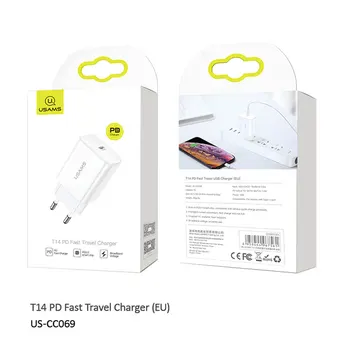 USAMS PD Rýchlo Nabíjačka 18W USB Typu C Travel Rýchle Nabíjanie QC3.0 Telefón Rýchlo Prenosné Nabíjačky pre iPhone 11 X Xs Xiao Huawei