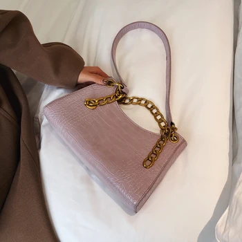 Európska Fashion Reťazca Tote bag 2021 Nové Vysoko Kvalitné Kožené dámske Dizajnér Kabelka Krokodíla vzor Ramenný Messenger Taška