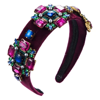 Boutique Barokový Farebné Crystal hlavový most pre Lady Luxusné Multi Color Drahokamu Vlasy Kapely Svadobné Svadobné Party Tiara Headpiece
