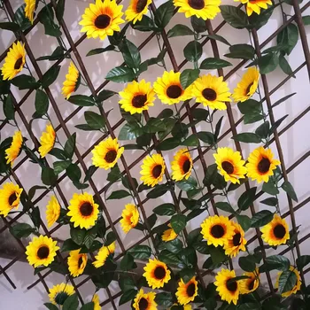 Umelé Slnečnice Viniča 10 Veľké Slnko, Kvety, Domáce Rúry Navíjanie Pásky Dekorácie Ratanové Kvety, Domáce Dekorácie, Doplnky