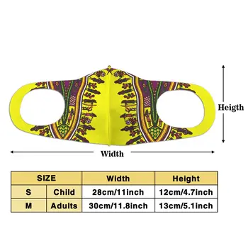 Vingate Žltá Afriky Dashiki Tlač Maska Proti Prachu Z Úst Utlmiť Umývateľný Textílie Dospelých Ochranné Tvár Vetru