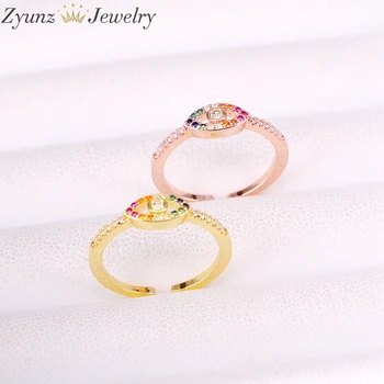 6PCS, Lesklé Rainbow Zirconia Kameň Oko Tvarované Zásnubný Prsteň pre Ženy Bling CZ Kamene, Šperky