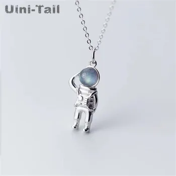 Uini-Chvost hot predaj nových 925 sterling silver roztomilý astronaut kreatívny dizajn náhrdelník sladký temperament jednoduché romantické šperky