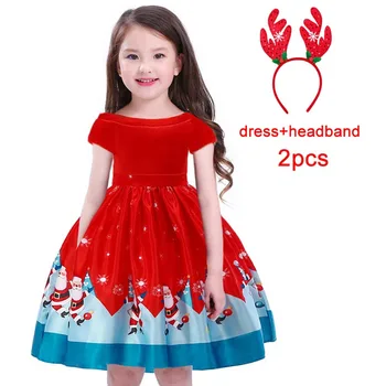 2020 Vianoce Dievčatá Šaty Pre Deti Santa Clus Snehuliak Kostým Princezná Hlavový Most Detí Nový Rok Party Vestido Oblečenie