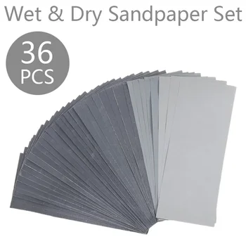 36Pcs Wet & Dry brúsny papier Sady 400 600 800 1000 1200 1500 2000 3000 Krupice Brúsny Nástroj Držiak Pre Náradie.