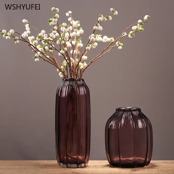 Vlnovkou sklenené vázy fialová transparentné sklo hydroponické váza vynikajúce domáce reštaurácia ploche kvetinový umelecké dekorácie, ozdoby