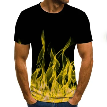 2020 nový plameň pánske T-shirt letné módy-krátke rukávy 3D kolo krku topy dymu prvok tričko trendy pánske T-shirt