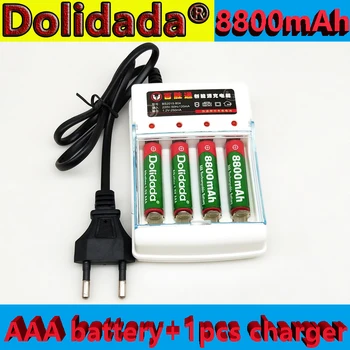Dolidada Nové batérie veľkosti AAA 1,5 V 8800mAh nabíjateľné batérie pre Diaľkové Ovládanie Hračka svetla Batérie+1pcs 4-článková batéria, nabíjačka