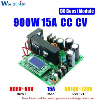 900W 15A Napätie Boost Modul LCD Displej, Digitálne Ovládanie CC CV Krok Napájanie DC8-60V až 10-120V Prúd Napätie Konštantný