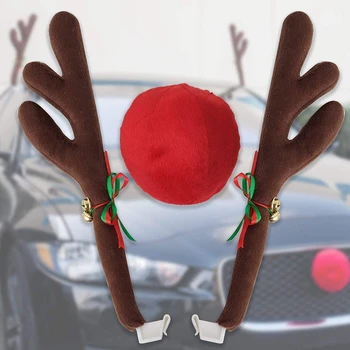 2020 Sobov Vianočný Dekor Auto Vozidla Nos Horn Kostým Nastaviť Rudolf Vianočné Sobie Parohy Červený Nos Ozdoby Elk Antler