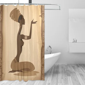 Eco-priateľský Africkej Ženy Sprchové Závesy Nepremokavé Polyesterové Tkaniny Vaňa Opony pre Kúpeľňa s 12 Háčiky Domova