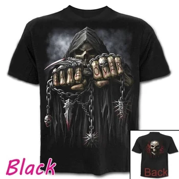Muži Lebka Tlače T-Shirts Summer Black 3d Zábavný Horor Muž Tees Hip Hop Harajuku Krátky Rukáv O-krku Lumbálna Muž Topy