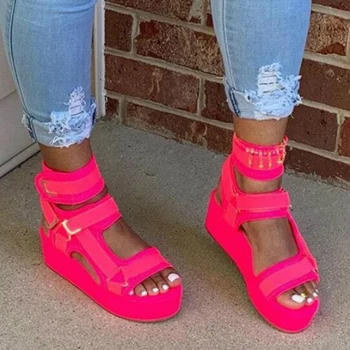 Ženy Sandále Farbu Svetla Platformu Podpätky Pevný Háčik&Slučky Ležérne Módne Letné 2020 Pláži Ženy Dámy Topánky Zapatos De Mujer