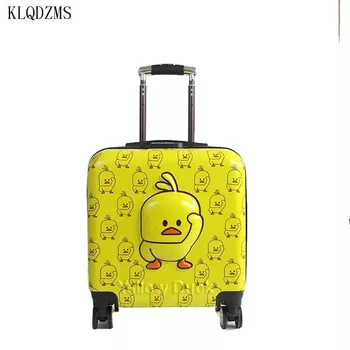 KLQDZMS 20-palcový Deti Žltá Kačička Kufor, Taška,detské Kreslené Koľajových Batožiny cestovné suitcaseTrolley Prípade Na Kolesách