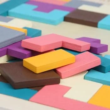 Kreatívne Vzdelávacie Hračka Tangram Skladačka Rada Tetris Kocky Farebné Puzzle, Drevené Hračky Pre Deti Detský Budova Hry Darček