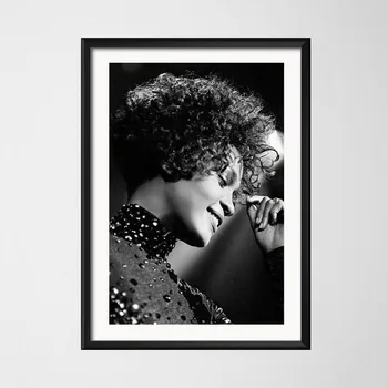Plagát A Vytlačí Whitney Houston Pop Star Spevák Žena, Čierne Biele Plátno na Maľovanie Umeleckých obrazov na Stenu Domova quadro cuadros