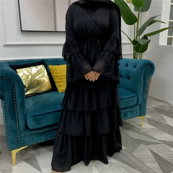 WEPBEL tvaru Šaty Elegantné Členok Dĺžka Ženy Moslimských Dlho Maxi Šaty Abaya Multil Vrstvy Volánikmi Veľké Veľkosti, Šaty