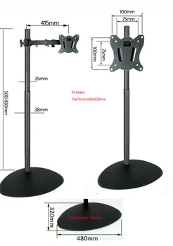 DL-ST01-500 60 cm-120 cm výškovo nastaviteľné oceľové lcd tv stolový stojan monitora podlahy, držiak na veľké ťažké základňu s pól 200X200 100x100
