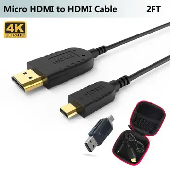 FOINNEX Ultra Tenké, Flexibilné Micro HDMI Kábel HDMI 2FT pre Gimbal GoPro Hero 7 Black,Canon Fotoaparátu, Stabilizátor,CE Certifikácia
