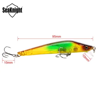 SeaKnight SK016 Minnow Rybárske Lure Set 5 ks/Veľa 95 mm 10g 0-0.4 M Pevný Návnadu Plávajúce Lákať Anti-korózne Mora Rybárske Háčiky, Návnady