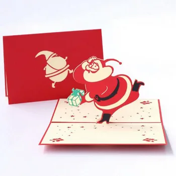 3ks/10pcs Tvorivé 3D Santa Claus pozvánka Ručne vyrábané Vianočné Darčekové Pohľadnice Narodeniny Nový Rok Party Požehnanie Karty