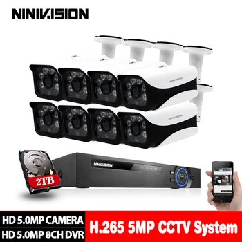 NINIVISION HD 8ch 5MP DVR, NVR Auta H. 265 Systém CCTV Bezpečnosti Až 16CH NVR Exteriérový Vodotesný Fotoaparát Dohľad, Alarm, Video