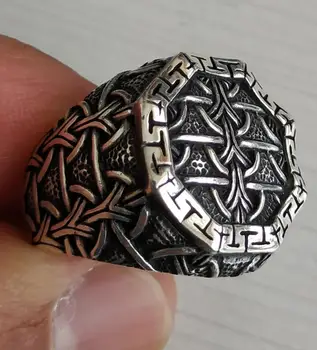 925 Sterling Silver Ring Pre Mužov Pre Ženy Gotický Krúžok Vzorované Ručné Skutočný Čistý Dar Pre Neho pánske Prstene turecký Šperky