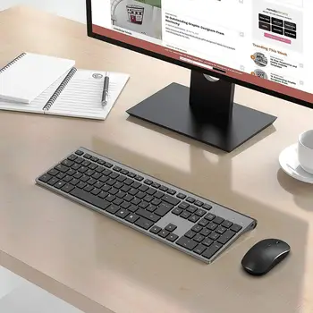 Bezdrôtová klávesnica a myš, španielčine, rozloženie, nabíjateľná batéria, stabilný USB pripojením, vhodná pre notebook, počítač, šedá