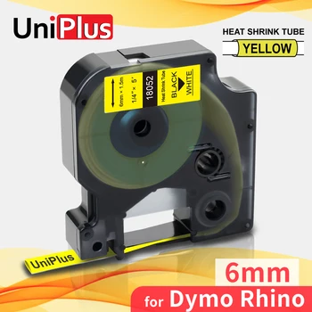 UniPlus 18052 Kompatibilné Dymo Rhino Zmršťovacej Trubky Označenie Páska 6mm Čierne na Žltom Priemyselné Pásky pre Tlačiareň štítkov Rhino 5200