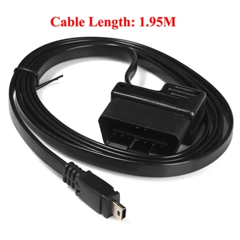 1.95 m 16 Pin OBD II 2 Kábel Diagnostický Adaptér OBD2 na Mini USB Kábel pre HUD5.5 HUD Headup Displej W02 Kábel