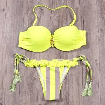 Lyrická 2019 Nové Sexy Push Up Bikini Set Brazílske Ženy, Plavky, Bikiny Kvetinový Tlač Plavky Top Pláž, Kúpanie Oblek
