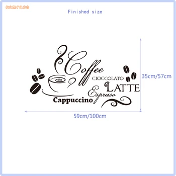 Cioccolto Citáty Kuchyňa Vinylové Nálepky Cafe Latte Cappuccino Talianskeho Módneho Reštaurácia Dekorácie Nepremokavé MuralSP-091