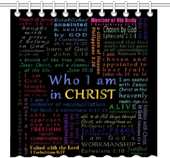 Kresťanskej Biblie Verše Písma Citácie Farebný Dizajn Umenie Polyester Dekoratívne Kúpeľňa Záclony