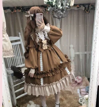 Lolita sukne Japonský roztomilý loli študent šaty Palác princezná sladké roztomilý tlač viktoriánskej šaty kawaii dievča gothic lolita op