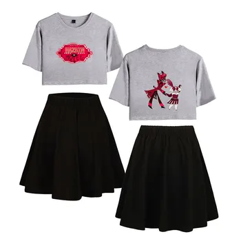 Anime Hazbin Cosplay Hotel Kostým T-shirt Sukne, Obleky, Ženy Charlie Alastor Jednotné T-shirt, Shirt Dress kus Dvoch Dievčat Tees