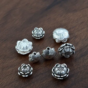925 silver Lotus Korálky Tibetskej Šperky korálky 925 Sterling Lotosový Kvet Voľné Korálky DIY Šperky Zistenia