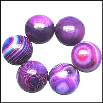 10pcs prírodné fialová agatee kameň cabochons okrúhly tvar guľôčok čiapky okrúhly tvar, veľkosť 20 mm diy guľôčky príslušenstvo