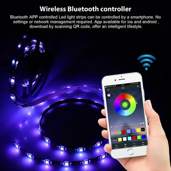 Bluetooth RGB LED Pás Svetla 5050 SMD Pružný pás s nástrojmi Domova LED Lights1M 2M 3M 4M 5M 10 M Pásky USB DC 5V Bluetooth Ovládanie